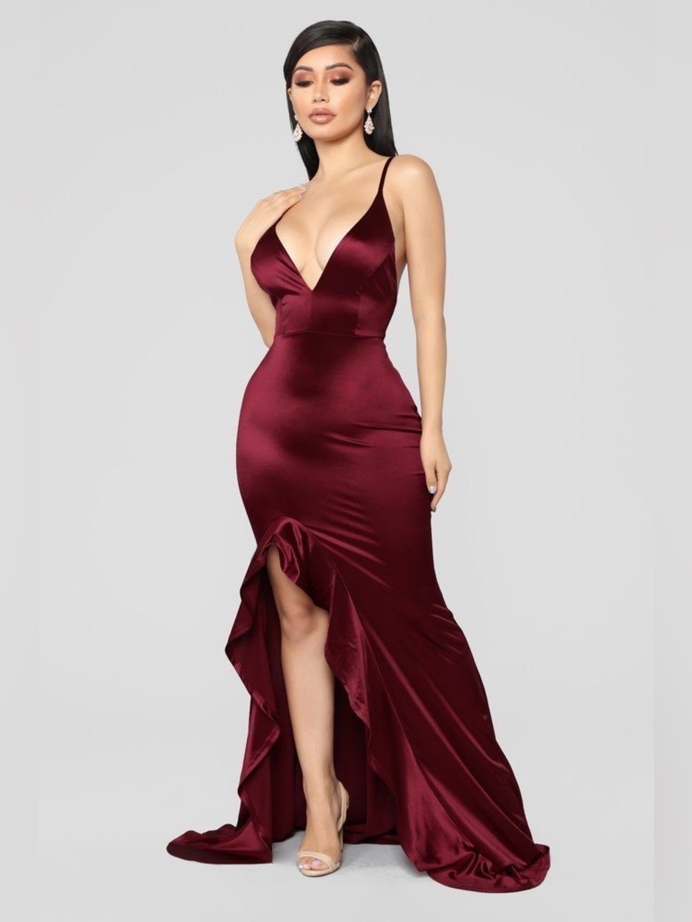 Fashion Nova Temporary Love Satin Mermaid Dress